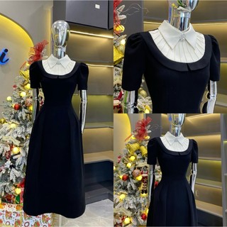Váy Thiết Kế Evii Y19 dành cho nữ  Đầm thiết kế cổ bẻ ly nhỏ tay bồng nhẹ dáng A xoè ( kèm tag đá cài cổ )phù hợp đi làm