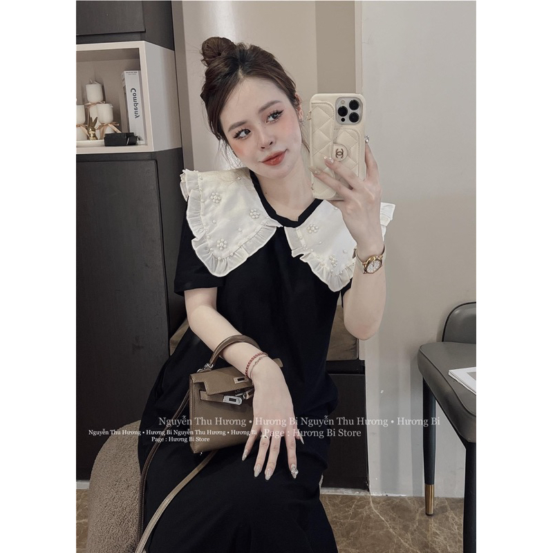 Váy xuông phối cổ