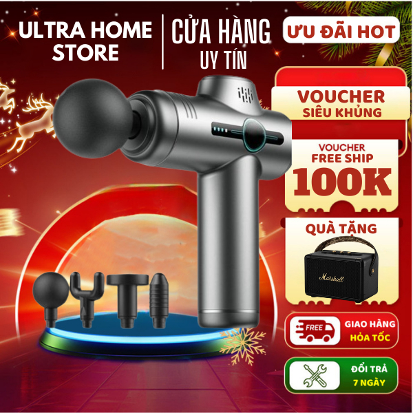 Máy massage cầm tay mini có 4 đầu massage dễ dàng sử dụng xoa bóp cơ thể cho gia đình