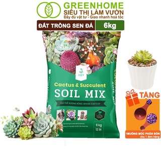 Đất Trồng Sen Đá Greenhome, Soil Mix, Bao 6kg, Trộn Sẵn, 85% Đá Khoáng, Lên Màu, Thoát Nước Tốt