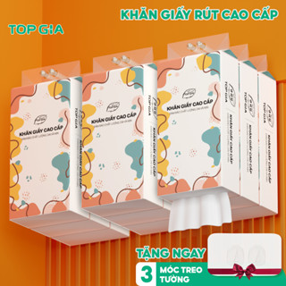 Giấy vệ sinh treo tường Top Gia thùng 6 bịch đa sắc làm từ bột gỗ nguyên chất, 1280 tờ 4 lớp dày dặn