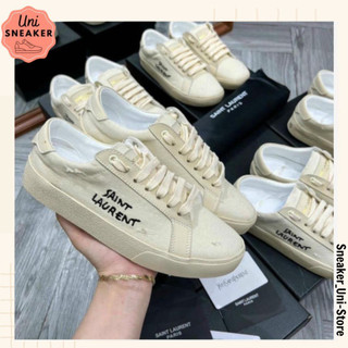 Giày vải canvas màu kem, giày sneaker vải đủ size nam nữ