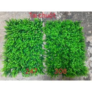 Tấm vỉ cỏ nhựa tai chuột 247, 308 trang trí tường - Cỏ may mắn, Lá táo, Lá tùng, Lá hoa hồng - 40x60cm