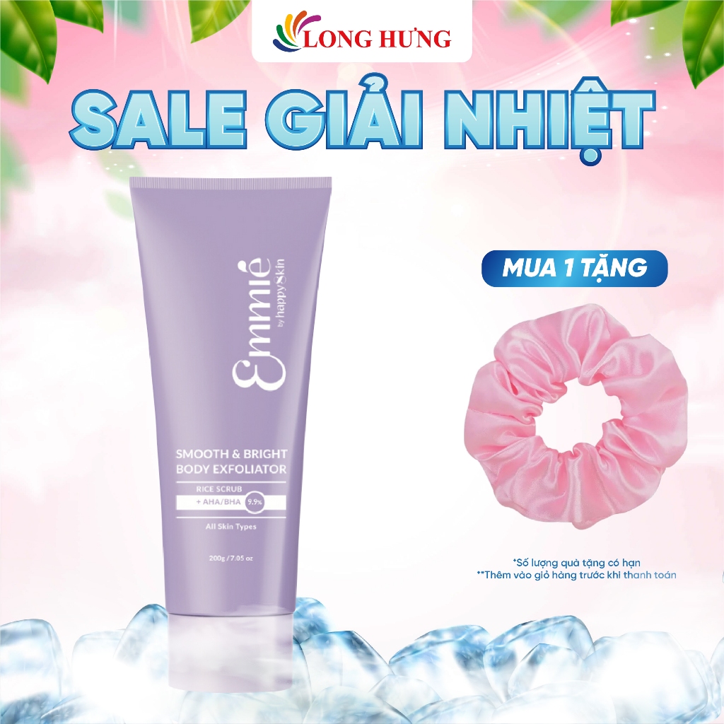 Tẩy tế bào da chết và làm sáng da toàn thân Emmié Smooth & Bright Body Exfoliator Rice Scrub + 9.9% AHA/BHA (200g)