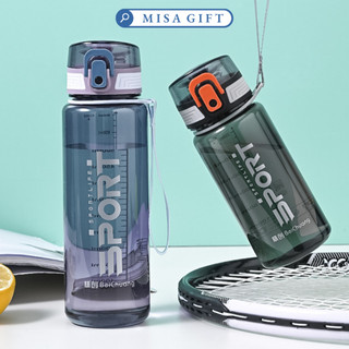 Bình nước nắp bật khoá cài tập gym dung tích 650ml thiết kế sang trọng kèm dây đeo tiện lợi