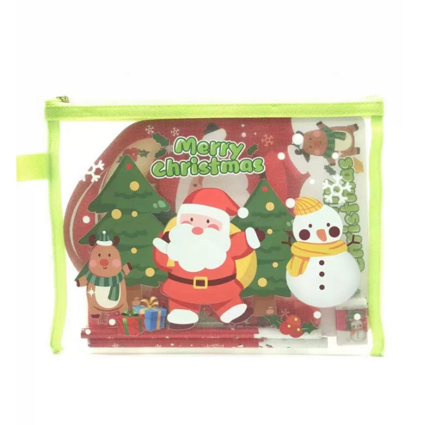 Túi lưới đựng bút họa tiết hình Noel - VPP Sao Mai T2011313