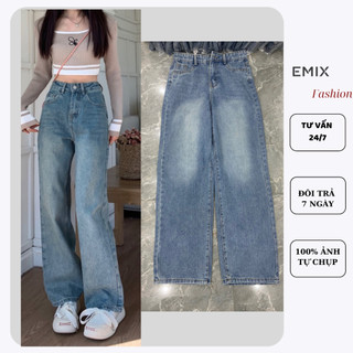Quần jeans nữ ống suông màu mài dài 100cm EMIX Quan7562/P8K8