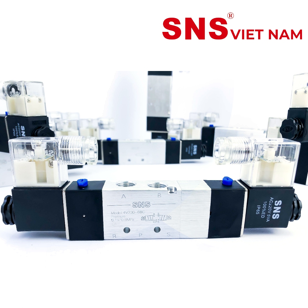Van điện từ khí nén 4V230-08 nguồn DC24V/ AC220V (chính hãng SNS)