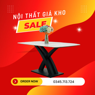 Bàn ăn mặt đá ceramic bóng chân x cong. bàn ăn mặt đá 1m2 1m4 1m6 1m8