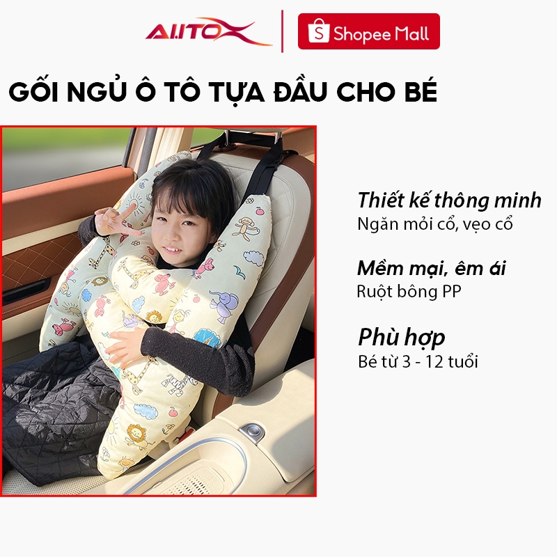 Gối ngủ ô tô tựa đầu cho bé AutoX thiết kế chống mỏi cổ ruột bông PP êm ái an toàn cho trẻ em