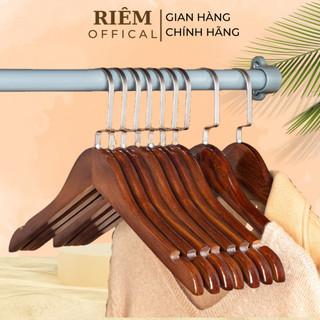 Móc Treo Quần Áo Bằng Gỗ Thông Mềm Mịn Cao Câp Có Hốc Chống Tuột Tiện Lợi RIEM