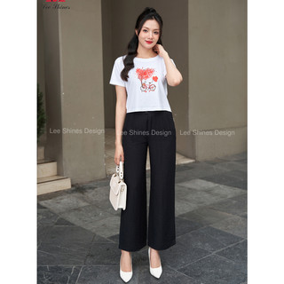 Quần suông 2 ly Lee Shines, vải đũi hàn mềm mại thoáng mát, phom rộng thoải mái