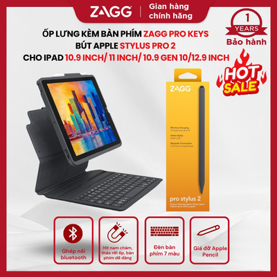 Combo Ốp kèm bàn phím Pro Keys và Bút Stylus Pro cho các dòng iPad 2024/ iPad Air/Pro 10.2,10.9,11,12.9 inch