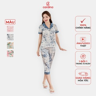 Đồ bộ nữ CARDINA chất liệu lụa Satin mềm mịn kiểu dáng nhẹ nhàng thanh lịch trẻ trung 4PCL02