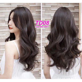 Tóc giả nữ nguyên đầu xoăn dáng dài chất sợi tơ cao cấp tặng wig đội tóc TGTNA08 Tặng lưới chụp