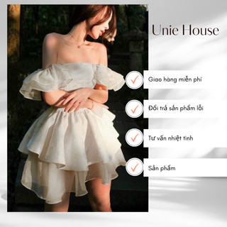 Đầm xoè tiểu thư 2 tầng gấm tay cánh tiên UNIE HOUSE Dành Cho Nữ  Phù Hợp Dạo Phố Dự Tiệc