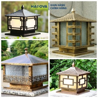 Đèn trụ cổng mái chùa, đèn sân vườn cỡ 400mm HAPOVA PRODE 8559
