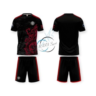 Áo bóng đá clb manu đen rồng đỏ 2024 - bộ quần áo bóng đá clb mu đen rồng đỏ mới 2024