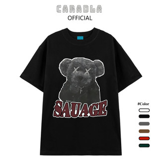 Áo Thun, Áo Phông Unisex Tay Lỡ CARADLA Mã BEAR TN04 Chất Cotton Mềm Mịn Co Dãn Thoáng Mát Form Rộng Cho Nam Nữ