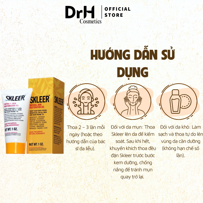 Gel dưỡng ẩm, giảm mụn thâm SKLEER Natural Skin Restoration và Skleer Active Gel (30ml) | BigBuy360 - bigbuy360.vn