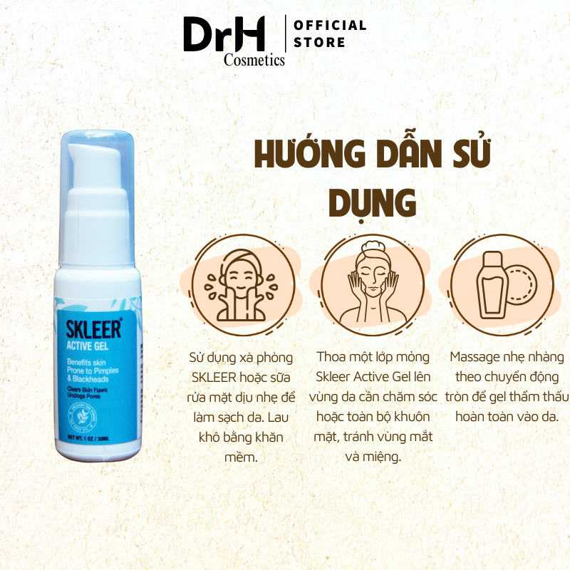 Gel dưỡng ẩm, giảm mụn thâm SKLEER Natural Skin Restoration và Skleer Active Gel (30ml) | BigBuy360 - bigbuy360.vn