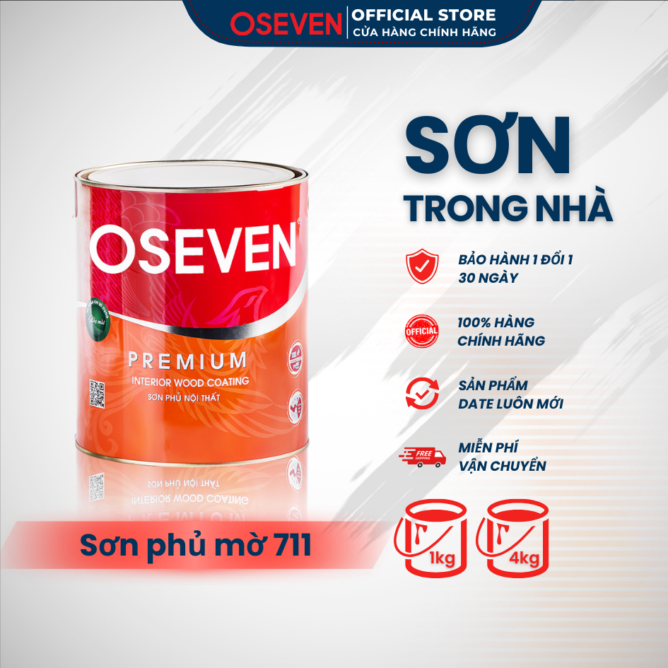 OSEVEN Sơn nội thất - Sơn phủ mờ gỗ PU trong nhà 711