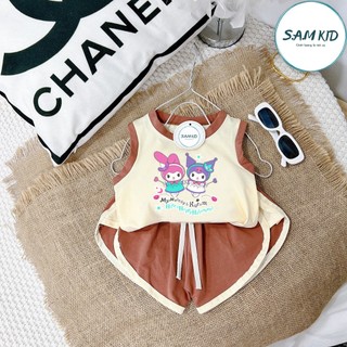Đồ bộ bé gái SAM kids ba lỗ quần tim 2KUROMI có size đại mặc mùa hè 8-40kg