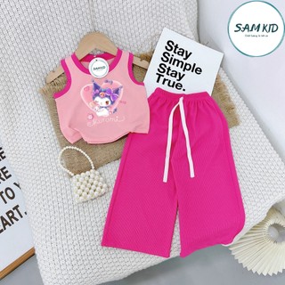 Đồ bộ bé gái SAM kids bé ba lỗ quần gân lửng dài KUROMI TIM có size đại mặc mùa hè 8-40kg