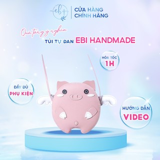[Có Video Hướng Dẫn] Túi Tự Đan, Set Nguyên Liệu DIY Tự Làm Túi Da Handmade Hình Heo Hồng Dễ Thương - EB10