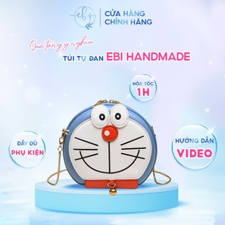 Túi Handmade, Túi Đeo Chéo Tự Đan Da Pu Cao Cấp Hình Doraemon Dễ Thương, Ngộ Nghĩnh Làm Quà Tặng Bạn Gái Ý Nghĩa - EB12