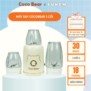 Máy Xay Ăn Dặm Cho Bé Cocobear 3 Cối Đa Năng Mini Cầm Tay Tiện Lợi  Bảo hành 18 tháng