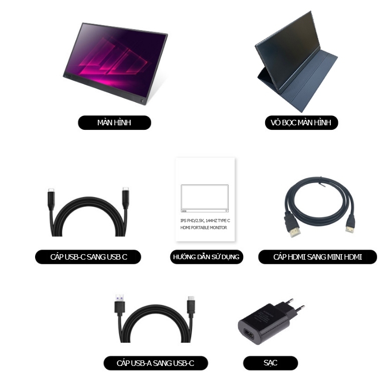 [Tặng bao da bảo vệ] BOE Màn hình di động Cảm Ứng IPS FHD/2.5K, 60hz-144hz Type C /HDMI | BigBuy360 - bigbuy360.vn