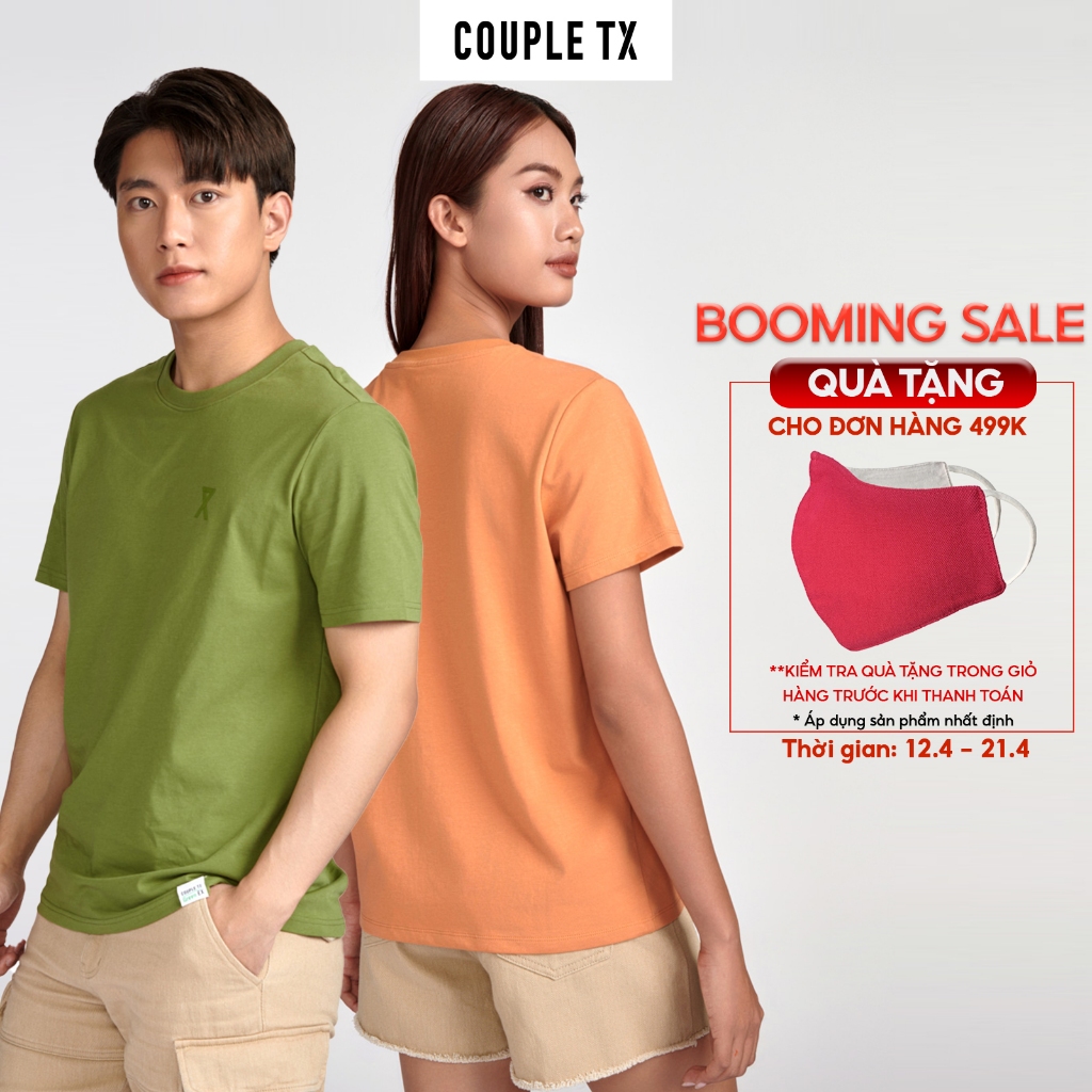 Áo Thun Nam Nữ Couple TX Sợi Bắp Green EX Regular Fit Bio Iscra In Logo X TS 274