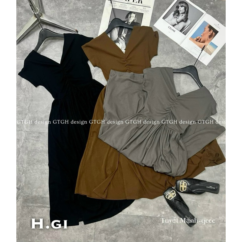 Váy zip tay hến ,rúm ngực