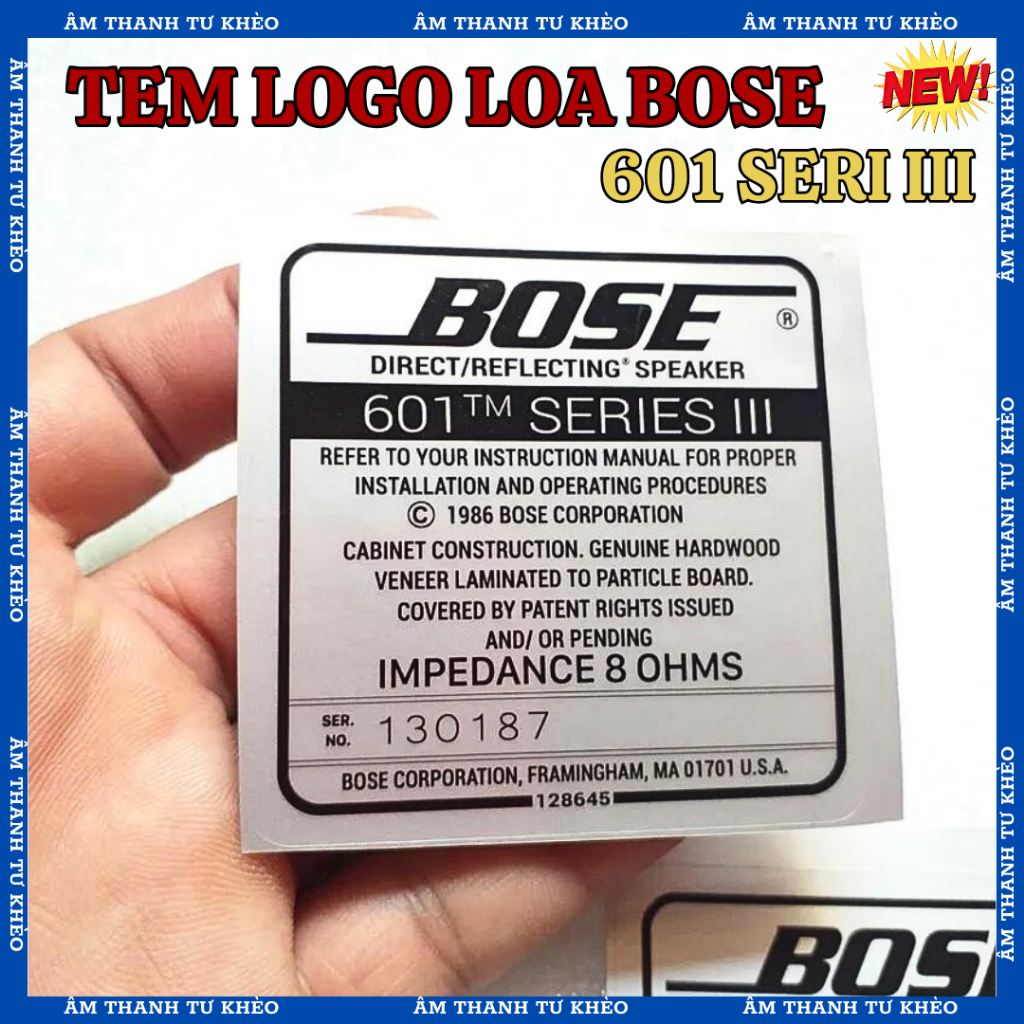 Tem Loa Bose 601 Seri III Decal Bóng, Giá Bán 1 Tem