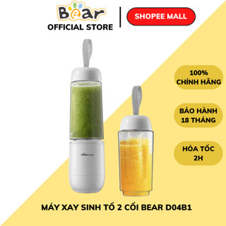 Máy xay sinh tố cầm tay 2 cối Bear LLJ-D04B1, cốc có nắp chống tràn CS 150W, ít tiếng ồn, BH 18tháng
