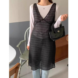 Áo voan chấm bi sát nách dáng dài nữ 1993s boutique