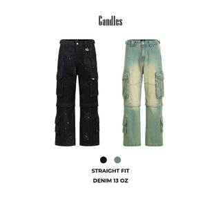 Quần jeans túi hộp dài và short CANDLES DIFLEX JEANS 2in1 chất liệu denim 13 oz chính hãng