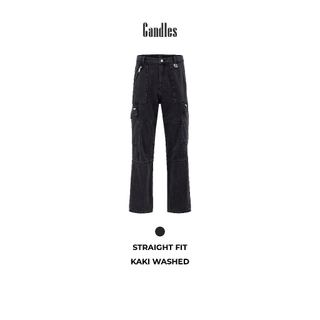 Quần jeans nam nữ dáng straight CANDLES METAL CARGO PANT chất liệu kaki washed phối khoá trang trí chính hãng