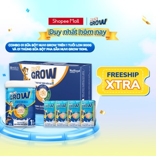 Combo Sữa Bột Nuvi Grow Hỗ Trợ Tăng Chiều Cao 1+ Lon 900g và Thùng Sữa Bột Pha Sẵn Nuvi Grow 1+ 110ml