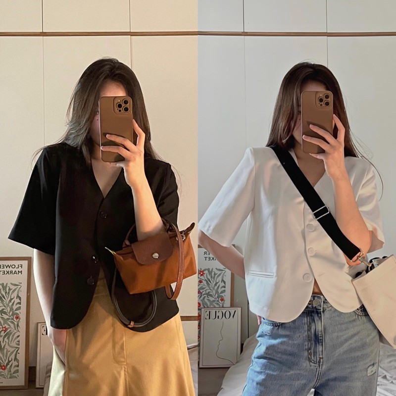 Áo Amour Blazer cộc tay form lửng Hàn Quốc