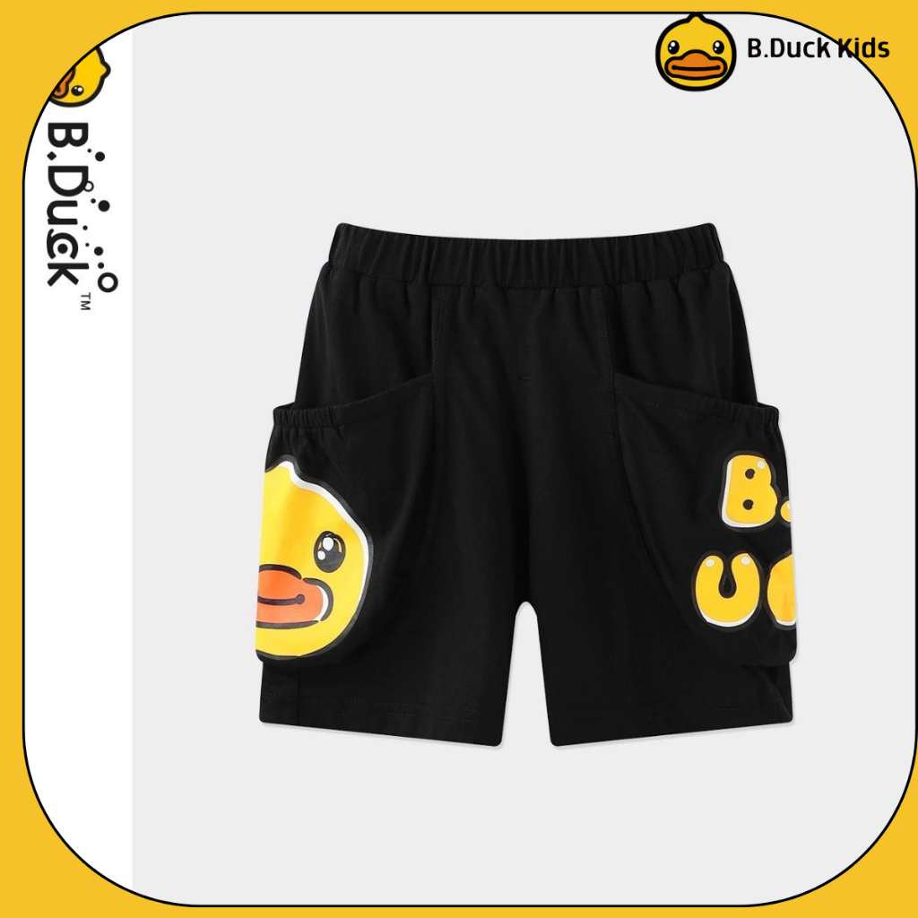 Quần Đùi Cho Bé 2 Màu Đen/Ghi [Chính Hãng B Duck] Quần Sooc Mùa Hè Cho Bé, Thương Hiệu B.Duck