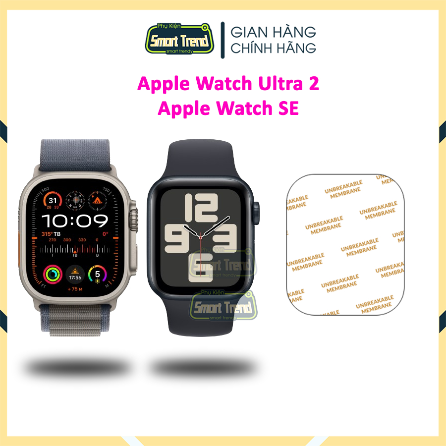 Bộ 2 Miếng Dán Màn Hình PPF Bảo Vệ Đồng Hồ Thông Minh Apple Watch Ultra 2, Apple Watch SE SmartTrend