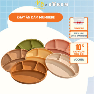 Khay Đế Hít Mumbebe, Khay Silicon Cao Cấp Chống Đổ, Chống Lật, Hình Oval 4 Ngăn Cho Bé Ăn Dặm - Không Chứa BPA