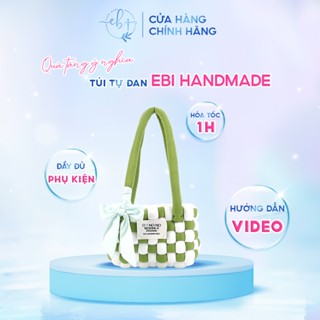 [Có Video HD] Túi Kẹp Nách Handmade, Túi Xách Tay Tự Đan Mẫu Kẻ Caro Len Bông Mềm Min Làm Tặng Người Thương - EB34