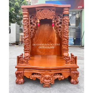 Bàn Thờ Thần Tài Gỗ Gõ Đỏ Quỳ Trụ Ngang 50cm