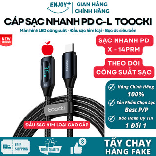 Cáp Sạc Nhanh C to L Màn Hình LED Hiển Thị Công Suất Sạc - Bọc Dù Siêu Bền - Chính Hãng Toocki - PD 18-36W| ENJOY PLUS