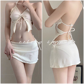 Set áo tắm 2 dây viền siêu hot, bikini 2 mảnh sexy kèm váy dễ mặc - colory shop