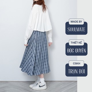 DEAR skirt - Chân váy xoè dáng dài, hoạ tiết kẻ caro, lưng chun