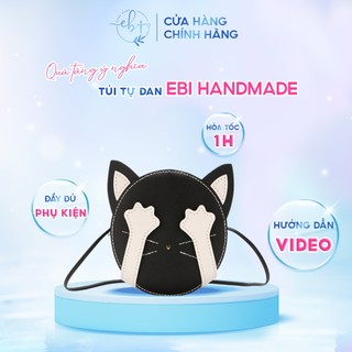 [Sẵn Hàng & Video HD] Túi Handmade Tự Đan, Set Nguyên Liệu Handmade Làm Túi Mèo Con Xấu Hổ Siêu Dễ Thương - EB46